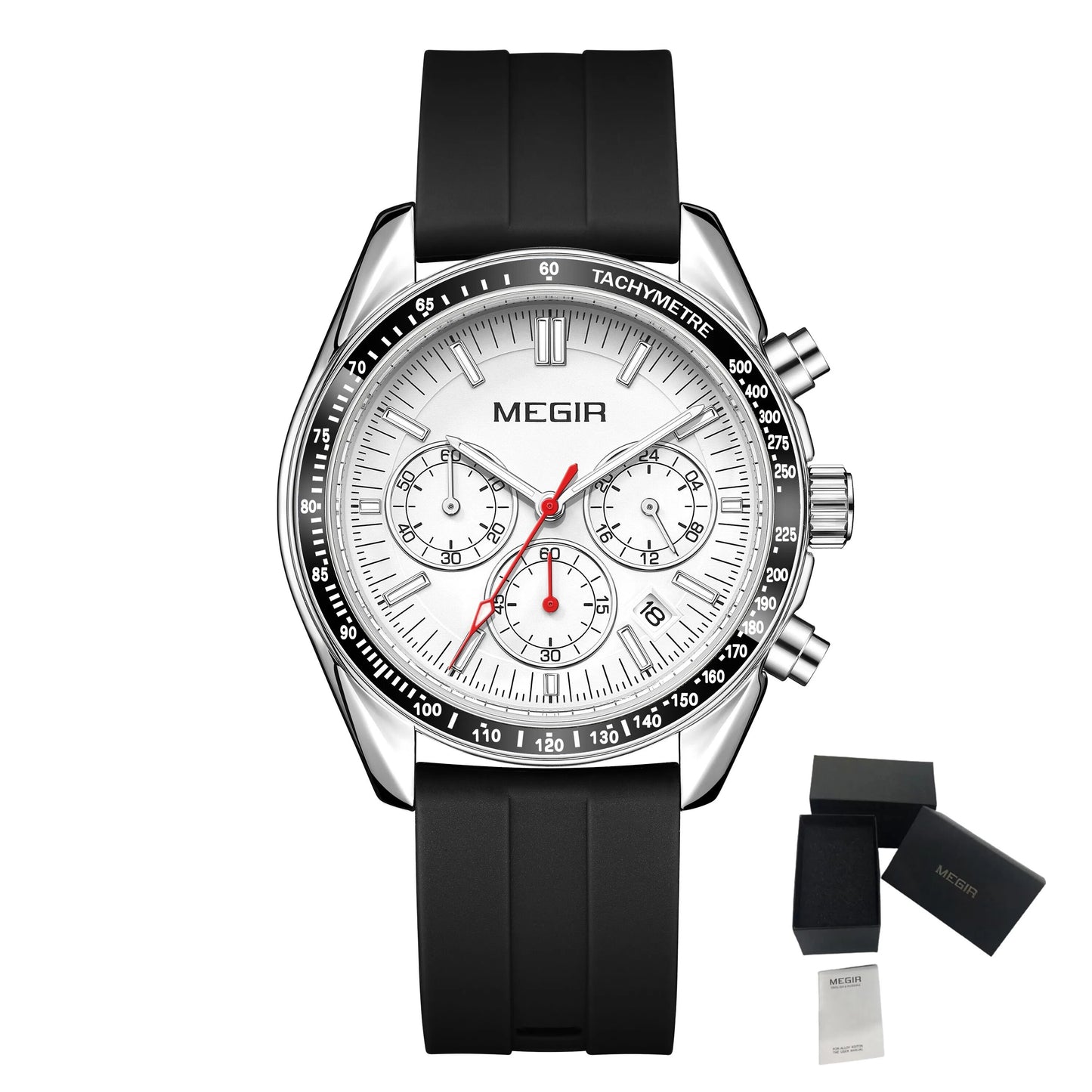 MEGIR Analog Quartz Wrist Watch Chronograph Luminous Business Sport Watches with Silicone Strap Calendar Man Clock reloj hombre-15