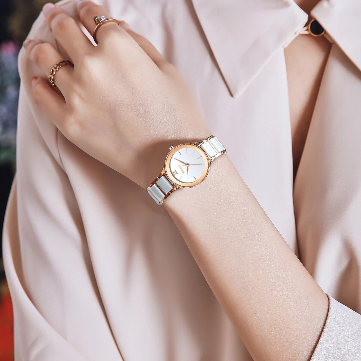 Ladies Quartz Watch Luxury Diamond Wristwatch Life Waterproof Stainless Steel Clock Gifts for Women White Watches Casual Relo-2