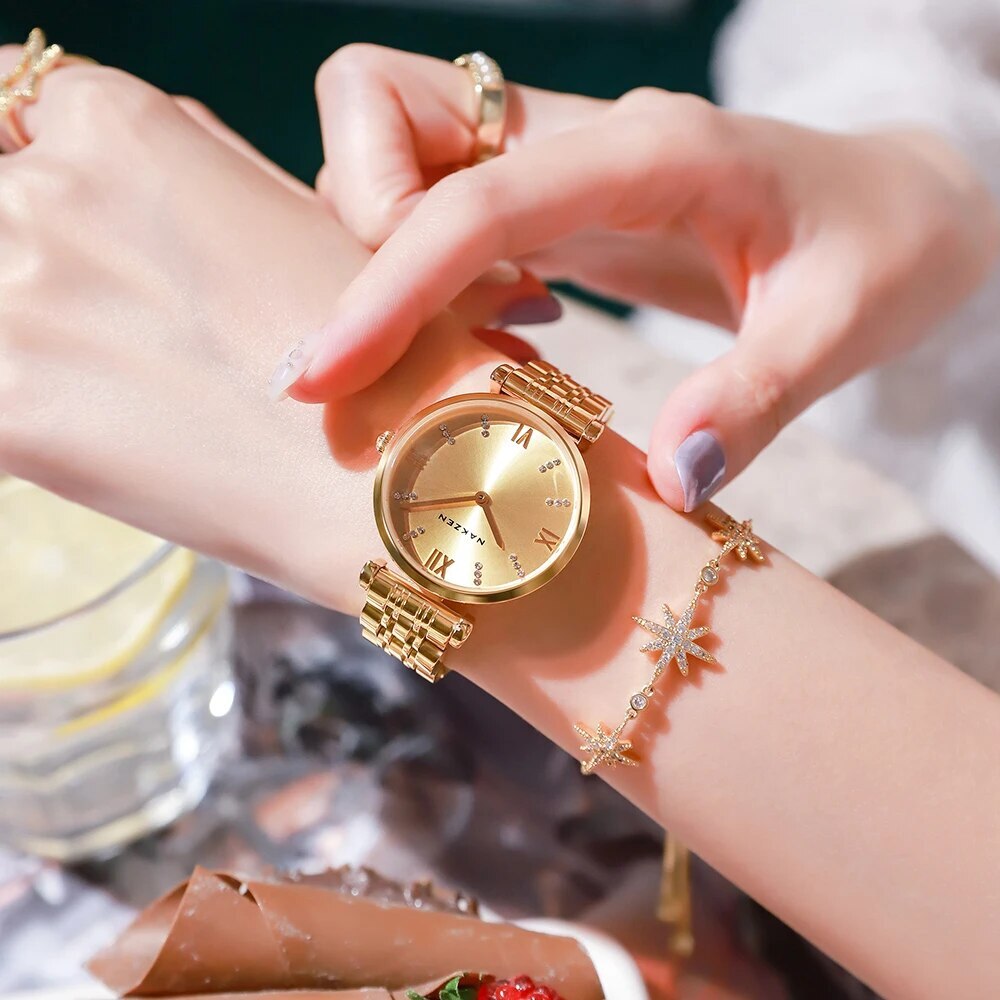 Fashion Ladies Watch Women 2021 New Rose Gold Dress Quartz Watches Luxury Diamond Wristwatches Relogio Feminino Bracelet Clock-4