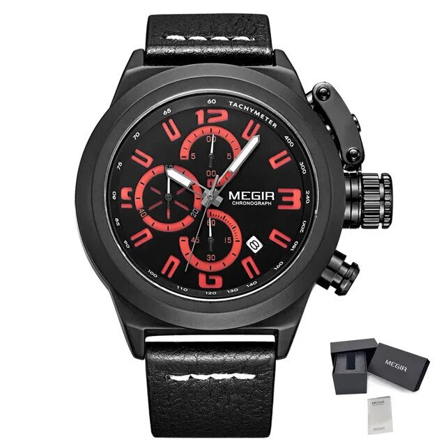 MEGIR Brand Luxury Sport Men Watches Quartz Big Dial Wristwatch Multifunction Luminous Waterproof Casual Chronograph Date Clock-6
