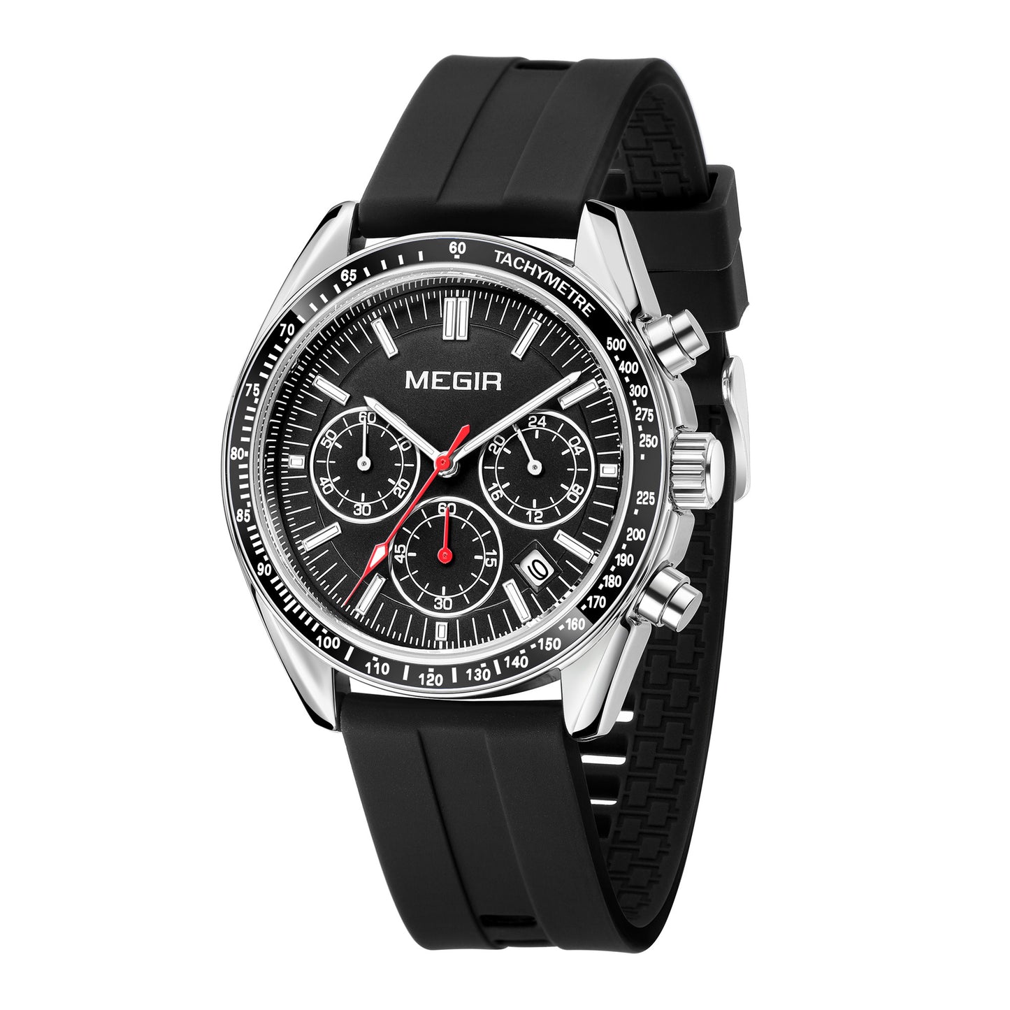 MEGIR Analog Quartz Wrist Watch Chronograph Luminous Business Sport Watches with Silicone Strap Calendar Man Clock reloj hombre-8