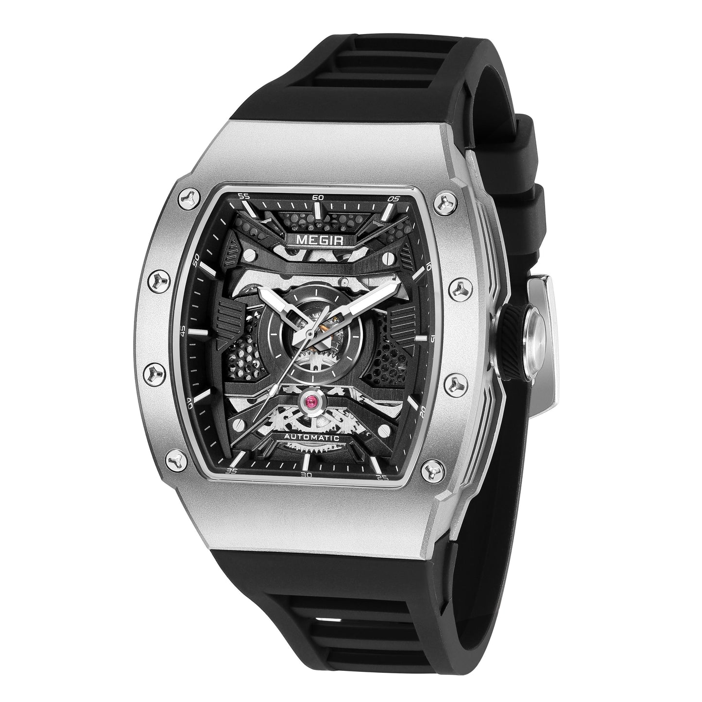 MEGIR Brand Automatic Movement Watch for Men Fashion Waterproof Stainless Steel Case Mechanical Wristwatch Montre Homme 8604-2