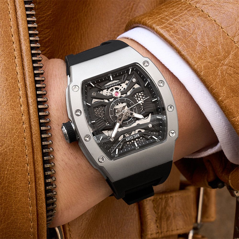 MEGIR Brand Automatic Movement Watch for Men Fashion Waterproof Stainless Steel Case Mechanical Wristwatch Montre Homme 8604-1