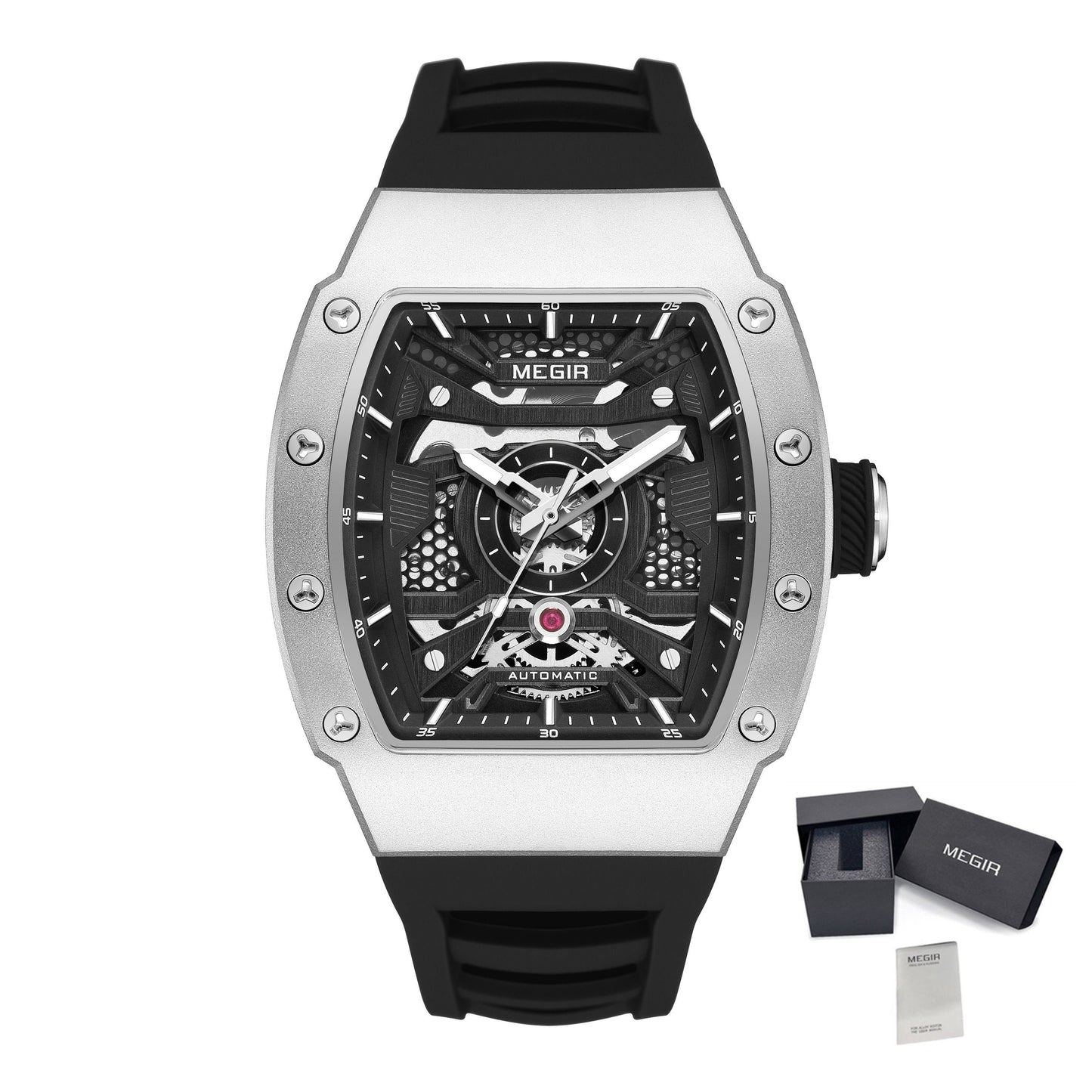 MEGIR Brand Automatic Movement Watch for Men Fashion Waterproof Stainless Steel Case Mechanical Wristwatch Montre Homme 8604-16