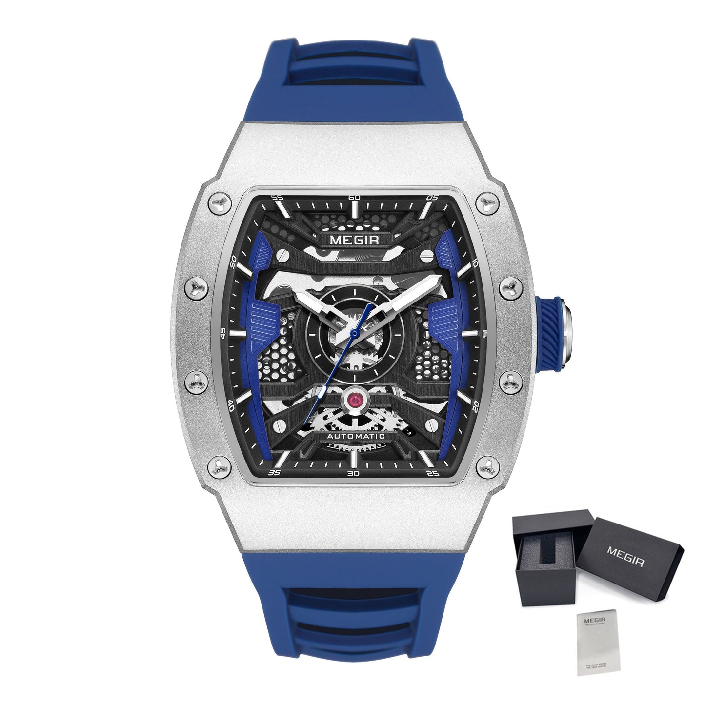 MEGIR Brand Automatic Movement Watch for Men Fashion Waterproof Stainless Steel Case Mechanical Wristwatch Montre Homme 8604-15