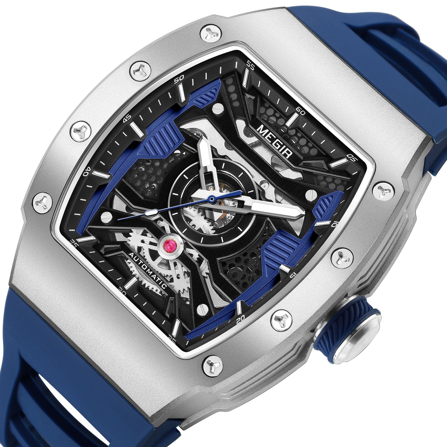 MEGIR Brand Automatic Movement Watch for Men Fashion Waterproof Stainless Steel Case Mechanical Wristwatch Montre Homme 8604-8