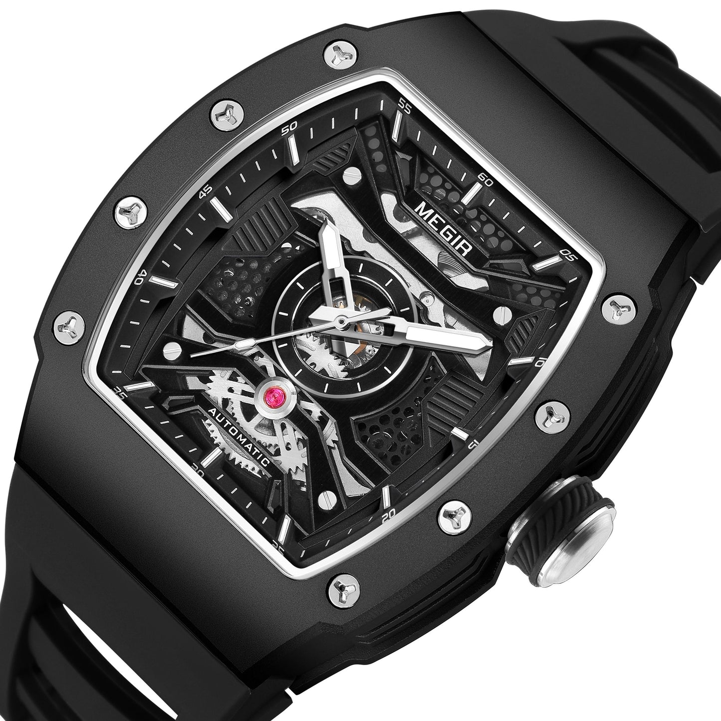 MEGIR Brand Automatic Movement Watch for Men Fashion Waterproof Stainless Steel Case Mechanical Wristwatch Montre Homme 8604-9
