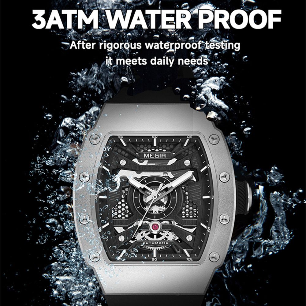 MEGIR Brand Automatic Movement Watch for Men Fashion Waterproof Stainless Steel Case Mechanical Wristwatch Montre Homme 8604-5