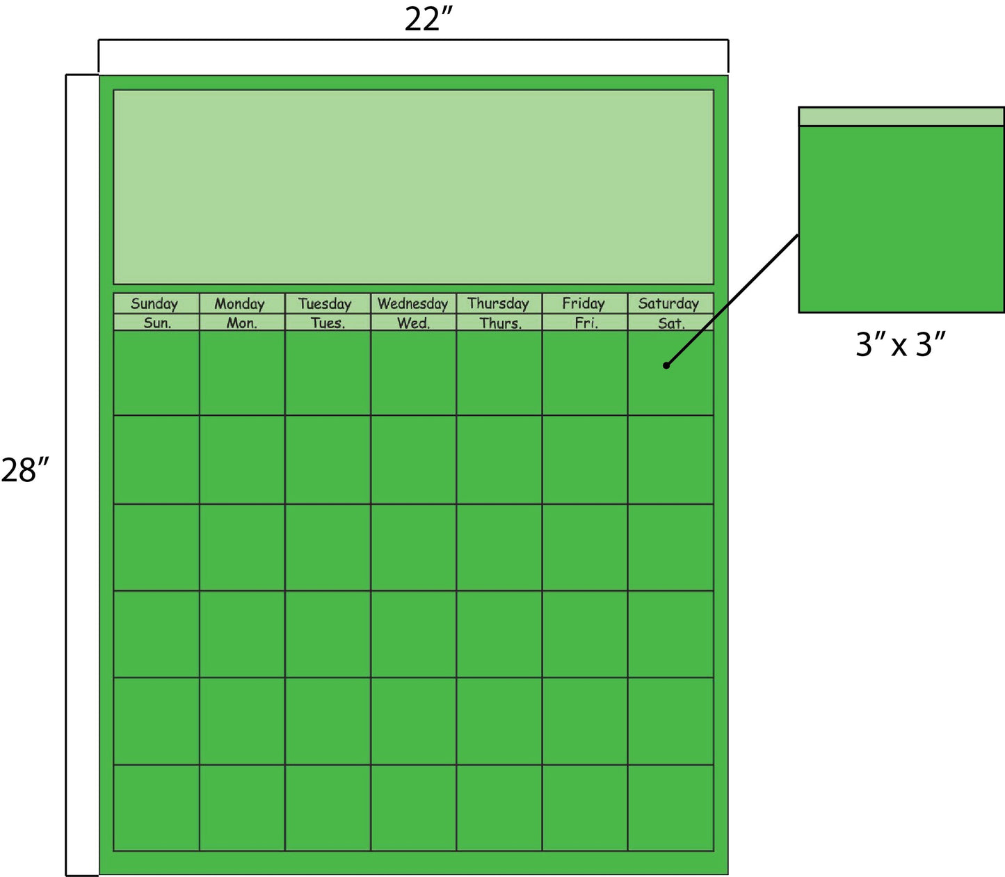 SHAPES ETC. Vertical Calendar - Green-3