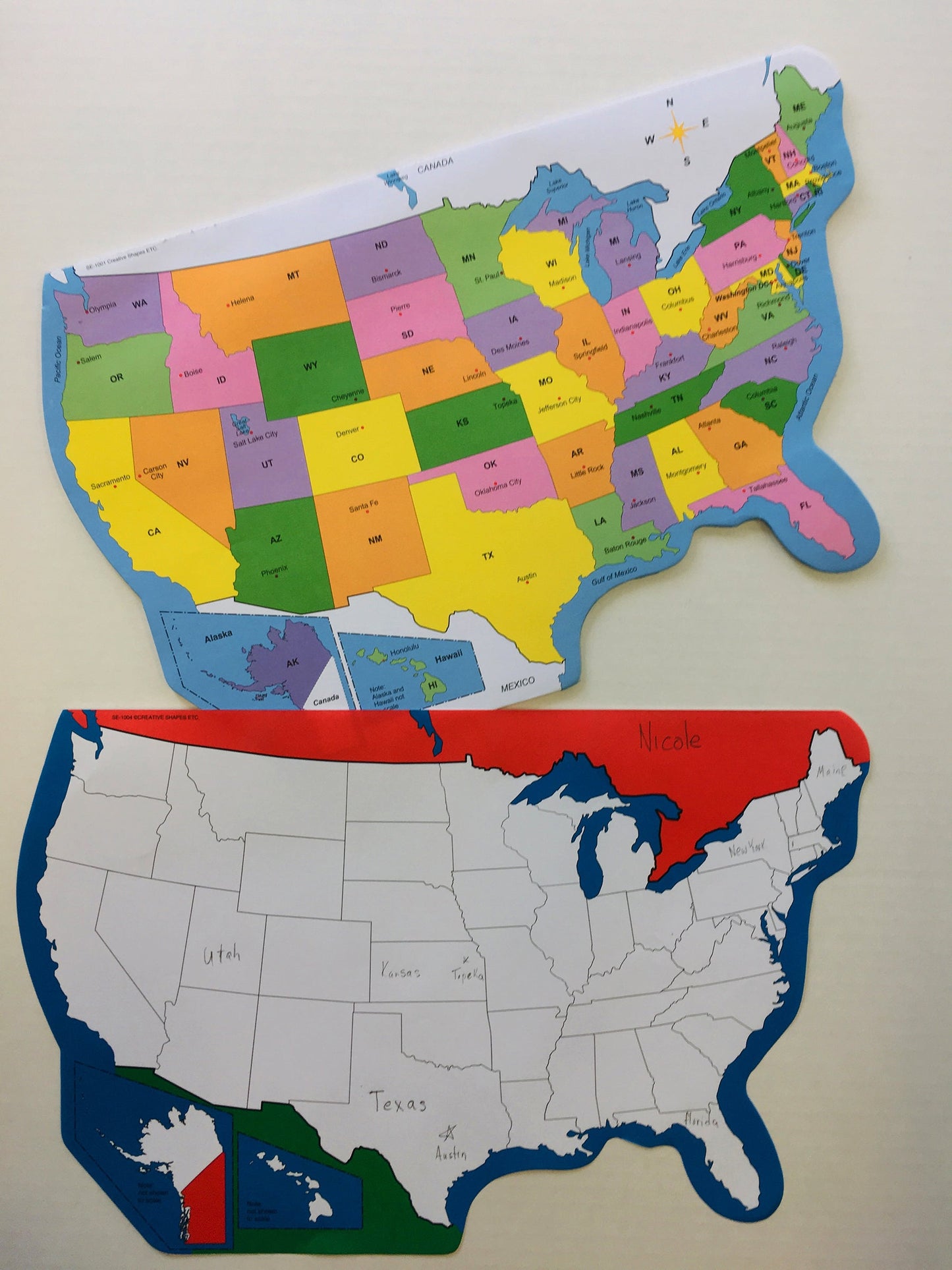 SHAPES ETC. U.S. Practice Map Double Combo Pack- 9” x 19”-1