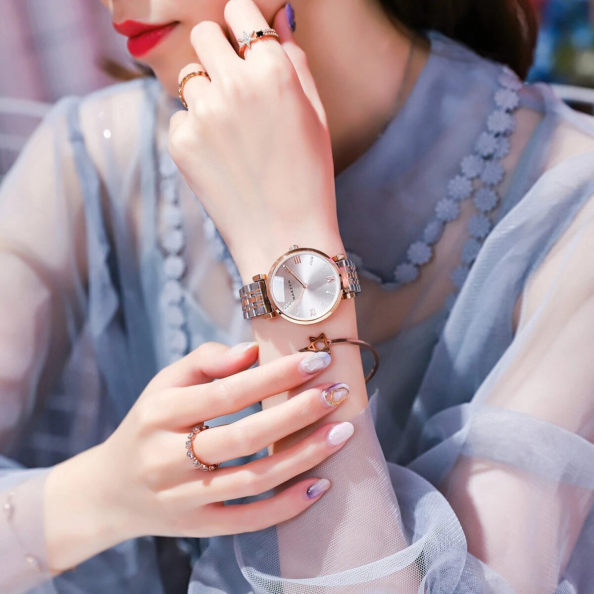Fashion Ladies Watch Women 2021 New Rose Gold Dress Quartz Watches Luxury Diamond Wristwatches Relogio Feminino Bracelet Clock-2