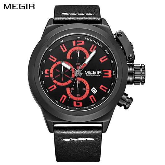 MEGIR Brand Luxury Sport Men Watches Quartz Big Dial Wristwatch Multifunction Luminous Waterproof Casual Chronograph Date Clock-0