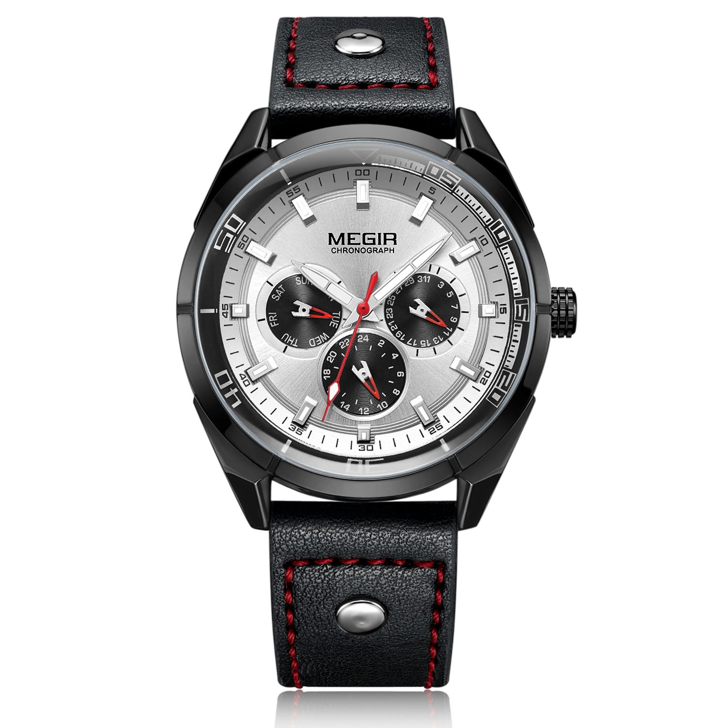 MEGIR Brand Quartz Men Watch Relogio Masculino Leather Strap Military Business Wrist Watches Men Clock Hour Time Man Chronograph-8