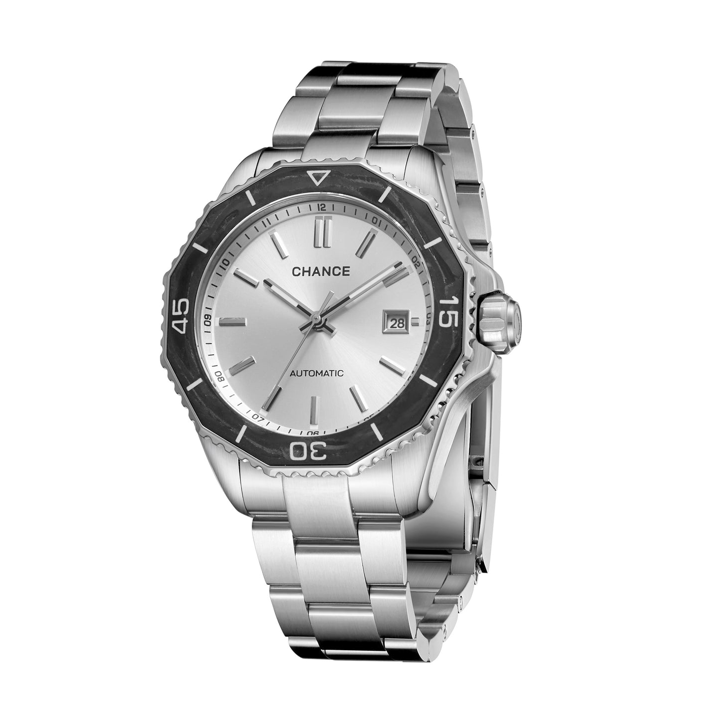CHANCE Automatic Mechanical Watches Movement 10Bar Waterproof Stainless Steel Sapphire Glass Business Wristwatch Clock-1