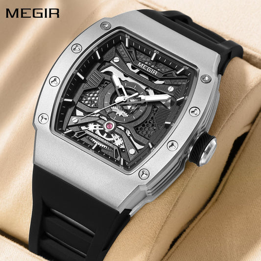 MEGIR Brand Automatic Movement Watch for Men Fashion Waterproof Stainless Steel Case Mechanical Wristwatch Montre Homme 8604-0