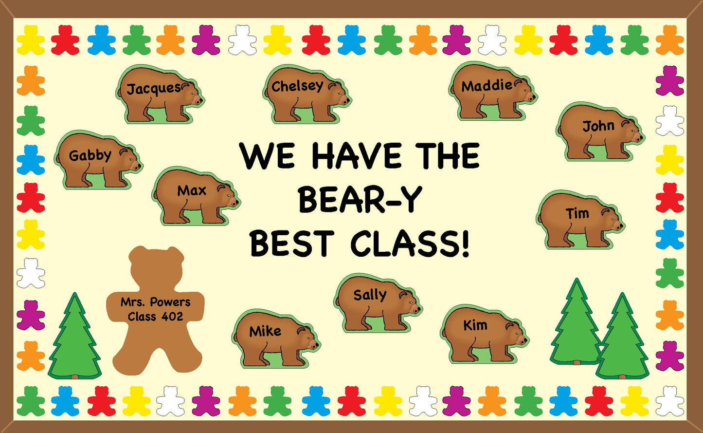 SHAPES ETC. Teddy Bear Assorted Color Cut-Outs- 3”-1