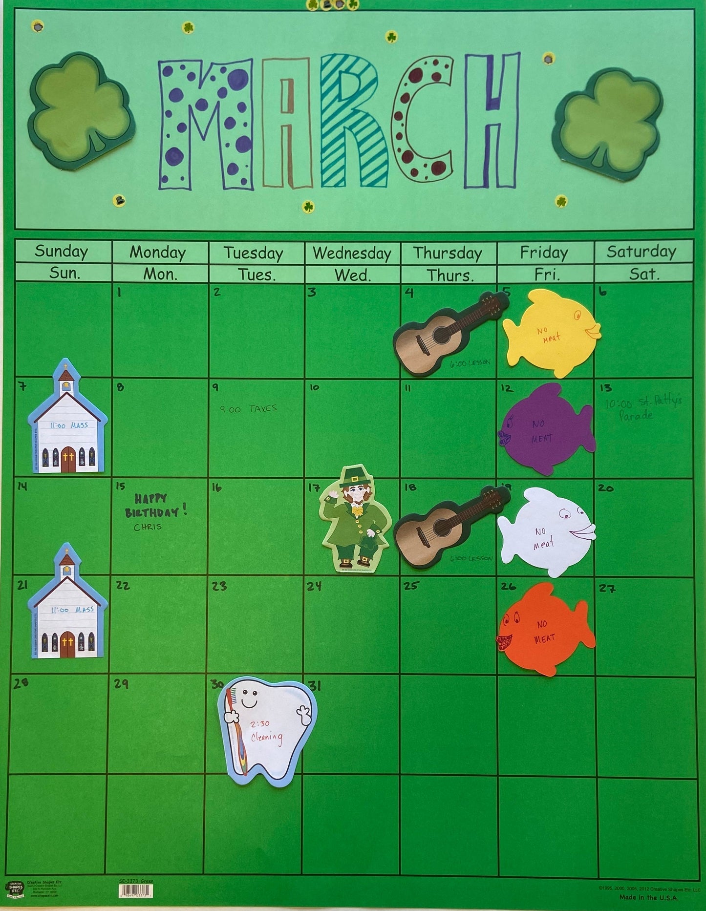 SHAPES ETC. Vertical Calendar - Set of 10-3