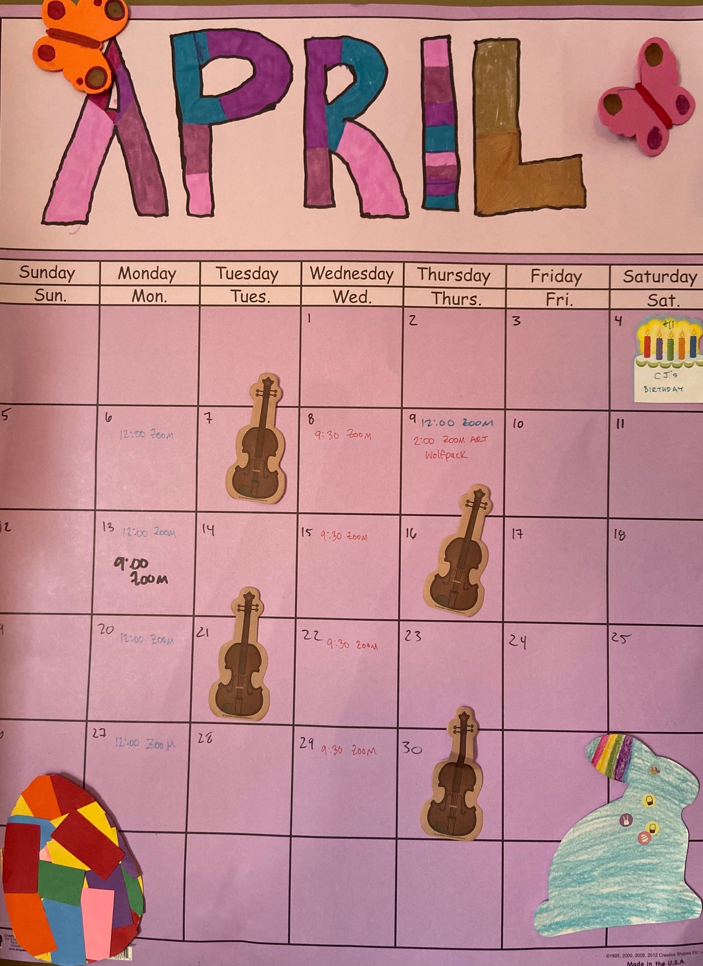 SHAPES ETC. Vertical Calendar - Set of 10-4