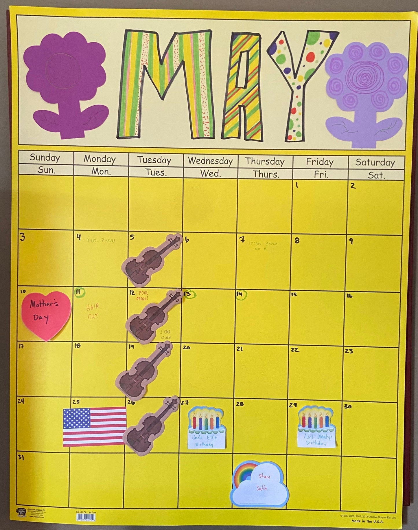 SHAPES ETC. Vertical Calendar - Set of 10-2