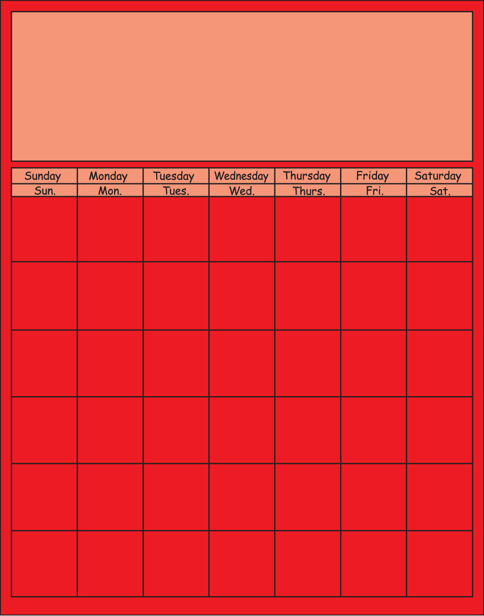 SHAPES ETC. Vertical Calendar - Red-0