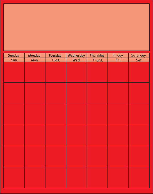 SHAPES ETC. Vertical Calendar - Red-0