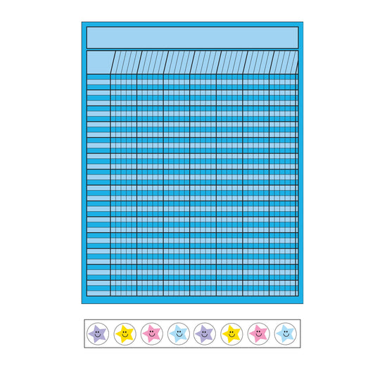 4 Piece Classroom Incentive Chart and Sticker Set - Vertical Blue-0