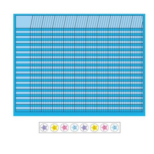 4 Piece Classroom Incentive Chart and Sticker Set - Horizontal Blue-0