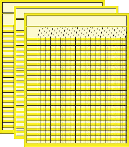 Laminated Incentive Chart - Vertical Yellow Set of 3-0