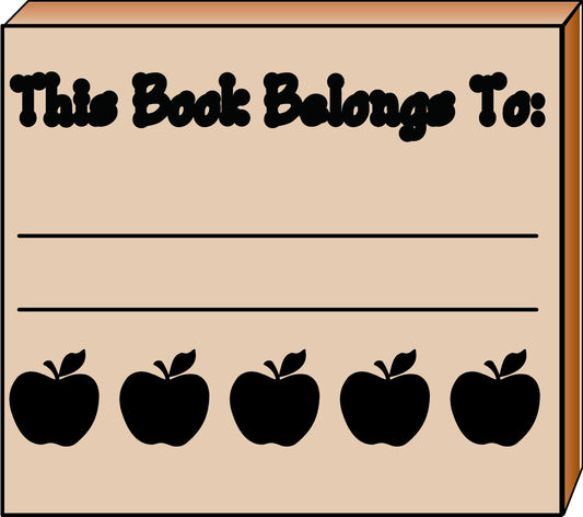 SHAPES ETC. Teacher's Stamp - Apple Book Belongs-0