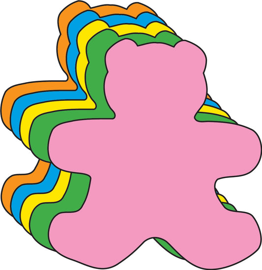SHAPES ETC. Teddy Bear Assorted Color Cut-Outs- 3”-0